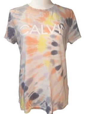 Calvin Klein Performance Women's Large Pastel Tie-Dye Short Sleeve Logo Tee